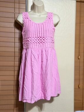 love, Fire Pink Crochet Bodice Sundress